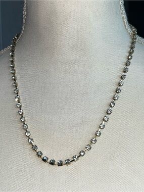 Silver & Gold-Tone Crystal Tennis Necklace